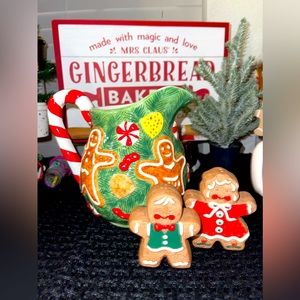 Vintage Lotus Gingerbread Pitcher and‎ Gingerbread Salt & Pepper Shakers